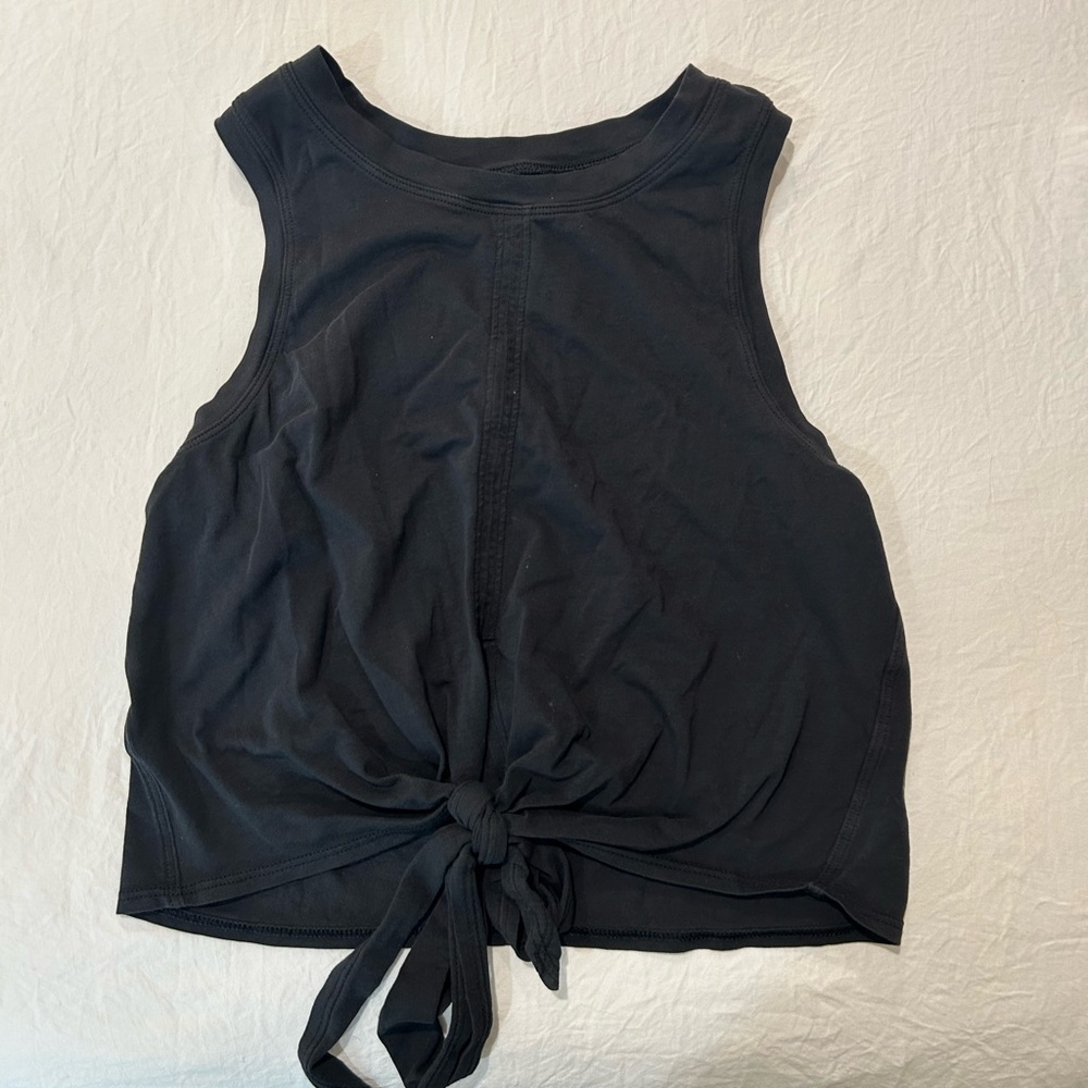 Black Sleeveless Tie-Front Top